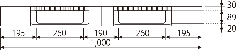 リサイクル・パレットの寸法図
